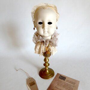 NEW PORCELAIN DOLL HEAD UPCYCLED CREEPY GOTHIC HALLOWEEN HORROR FIGURE ODDITY
